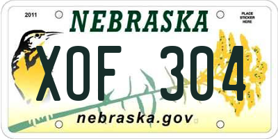 NE license plate XOF304