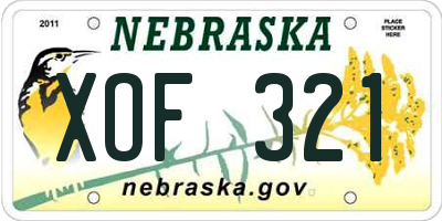 NE license plate XOF321