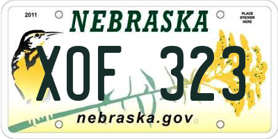 NE license plate XOF323