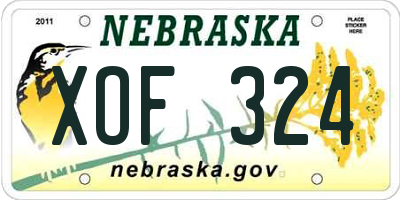 NE license plate XOF324