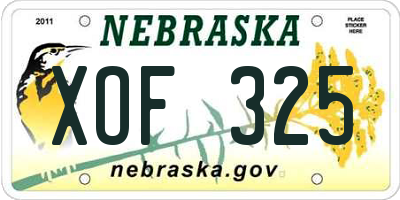 NE license plate XOF325