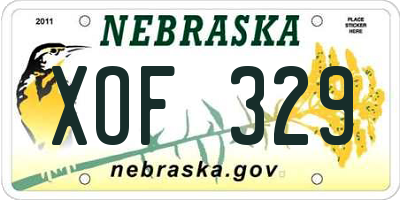 NE license plate XOF329