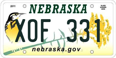 NE license plate XOF331