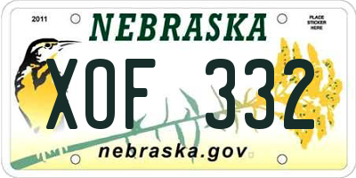 NE license plate XOF332