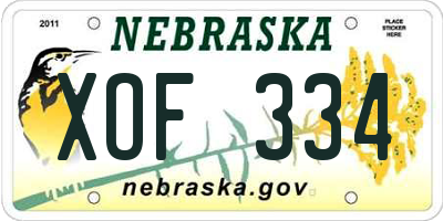 NE license plate XOF334
