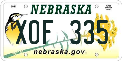 NE license plate XOF335