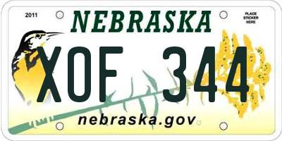 NE license plate XOF344