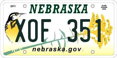 NE license plate XOF351