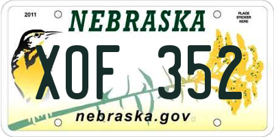 NE license plate XOF352
