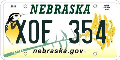 NE license plate XOF354