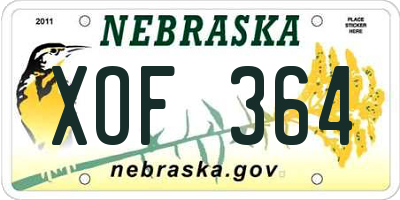 NE license plate XOF364