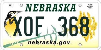 NE license plate XOF368