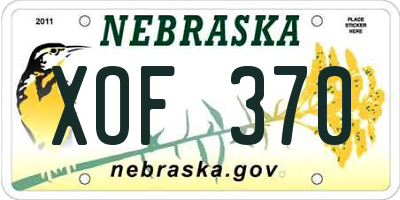 NE license plate XOF370
