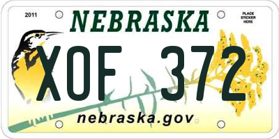 NE license plate XOF372