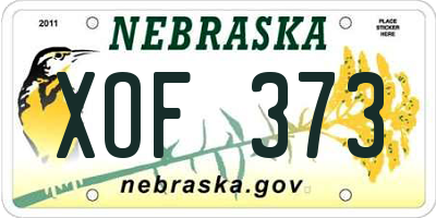 NE license plate XOF373