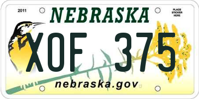 NE license plate XOF375