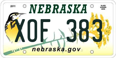 NE license plate XOF383