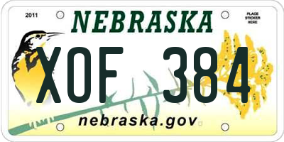 NE license plate XOF384