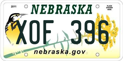 NE license plate XOF396
