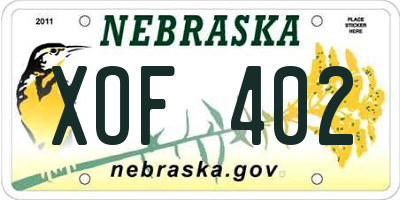NE license plate XOF402