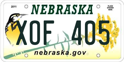 NE license plate XOF405