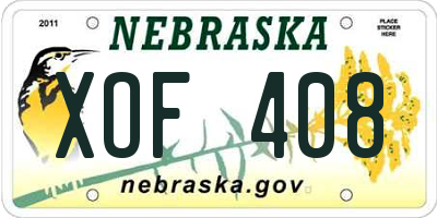 NE license plate XOF408