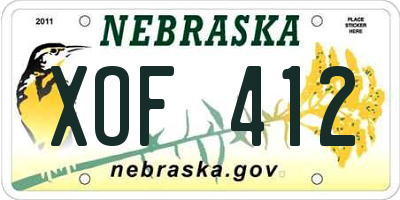 NE license plate XOF412