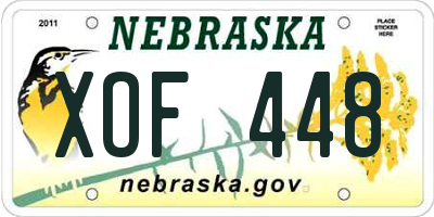 NE license plate XOF448