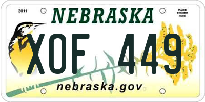 NE license plate XOF449