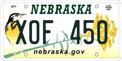 NE license plate XOF450
