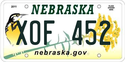 NE license plate XOF452