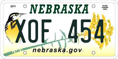 NE license plate XOF454
