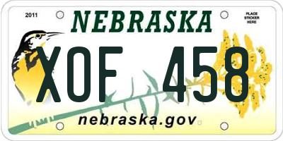 NE license plate XOF458