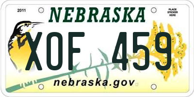NE license plate XOF459