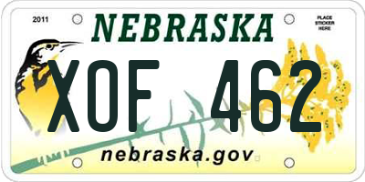 NE license plate XOF462