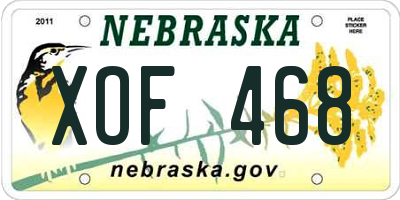 NE license plate XOF468