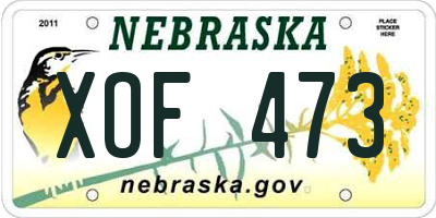 NE license plate XOF473