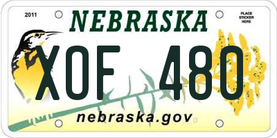 NE license plate XOF480
