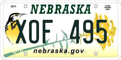 NE license plate XOF495