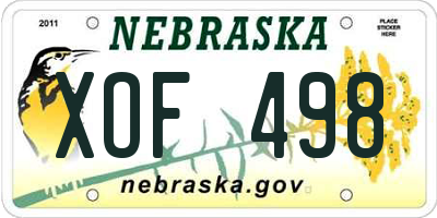 NE license plate XOF498