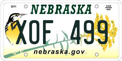 NE license plate XOF499