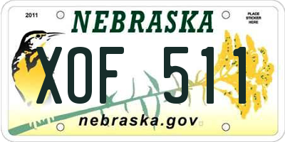NE license plate XOF511