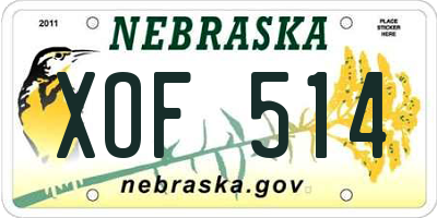 NE license plate XOF514