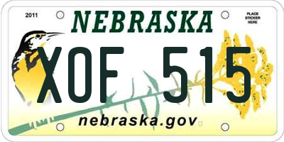 NE license plate XOF515