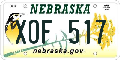 NE license plate XOF517