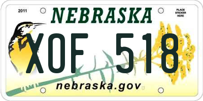 NE license plate XOF518
