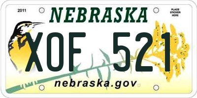 NE license plate XOF521