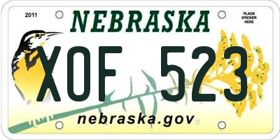 NE license plate XOF523