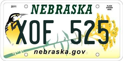 NE license plate XOF525