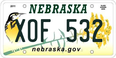 NE license plate XOF532